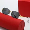 Fashion carti top sunglasses New Kajia frameless cutting small frame women's net red ins street glasses with original box