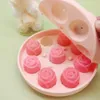 Ice Cream Tools 9 Holes Rose Flower Silicone Ice Mold Kitchen Accessories Reusable Peach Shape Ice Cube Tray with Lid Ice Mould Ice Ball Maker 230707