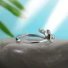 Anneaux de cluster Mignon 925 Anneau en argent sterling pour les femmes avec une forme de renne de pierre de labradorite naturelle Drop réglable