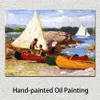 Children at The Beach Canvas Art Canoeing Edward Henry Potthast Painting Handmade Seascape Modern Room Decor