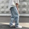 Heren Jeans Mode Hip Hop Wijde Pijpen Zomer Rechte Losse Casual Gat Denim Daddy Broek Baggy Voor Mannen Kleding 230706