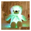 Stuffed Plush Animals 30Cm 50Cm Colorf Glowing Teddy Bear Luminous Toys Kawaii Light Up Led Doll Kids Christmas Drop Delivery Gifts Dhldj