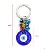 Key Rings Turkish Blue Evil Eye Ring Charms Pendants Crafting Glass Keychain With Keyring Hanging Ornament Jewelry Accessories Amet Dhonm