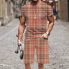 Survêtements pour hommes Ensembles d'été 2 pièces Plaid Stripes Survêtement Costume hawaïen T-shirt à manches courtes et short Mode décontractée Garçons Vêtements