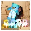 Stuffed Plush Animals 30Cm 50Cm Colorf Glowing Teddy Bear Luminous Toys Kawaii Light Up Led Doll Kids Christmas Drop Delivery Gifts Dhldj