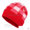 Party Hüte Stricken Plaid Hut Frau Warme Winter Häkeln Skl Cap Outdoor Dame Weihnachten Stapeln 12Style Suppliest2C5120 Drop Lieferung HO Dh8Is