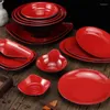 Bowls Black And Red Beef Noodle Bowl Commercial Home Kitchen Cutlery Melamine Ramen Breakfast Plastic Plate