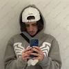 Felpe con cappuccio da uomo Felpe con cappuccio con cerniera Harajuku nero spider y2k vestiti giacca con cerniera trapstar top termico da uomo abbigliamento per adolescenti streetwear coppia di vestiti 230707