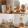 Novelty Items Elegant Wooden Music Box Castle Carousel Musical Box Birthday Christmas Gift For Girlfriend Boyfriend Music Sound Box Present 230707