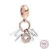 925 Pandora Charms için Gümüş Otantik Boncuk Kalp Anne Ailesi Dungle Dream Catcher Boncts