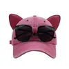 Tampas de bola fofas ouvidos de gato piloto chapéu de beisebol lady lady sunglasses tap bap manifest