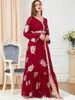 Etniska kläder Förgyllning Abaya Muslim Set Slöja Kaftan Arab Dräkt Klänning Kvinnors Marocko Robe Islamiska Klänningar