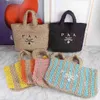 Designer P Bag Summer Hollowed-out Handmade Straw Bag English Embroidery Western-style Woven Handbag Large Capacity Bag