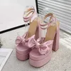 Sandaler Runway Style High Heels Women Platform Ankle Buckle Strap Sexig Slides Open Toe Golden Nightclub Shoes 230511