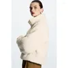 Giacche da donna Cappotto caldo in velluto peloso Giacca invernale con cerniera a maniche lunghe Top casual Moda femminile Capispalla Abbigliamento