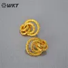 Boucles D'oreilles Tiges WKT-E717 Europe Et États-Unis Une Petite Torsion Médiévale Laiton Tressé Doré Ambiance Exagérée 925