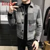 Herrenjacken Herrenjacken Zongke Woolen Plaid Bomberjacke Japanische Streetwear Herren Wintermantel M-3XL Z230710