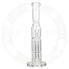 Pipes en verre de 16 pouces Dab rig Pipe à eau de fumée Narguilé Double perc en nid d'abeille 1 Tornado perc Pas de motif bangs transparents Plates-formes pétrolières bang recycleur 9 mm d'épaisseur