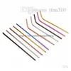 Pailles à Boire Barware Sts 21.5X6Mm Coude De Tuyau Droit En Acier Inoxydable Couleur Métal St Boire Bar Comptoir Accessoires Drop Delivery H Dhdux