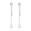 Hoop Huggie STE3 Customized 925 Sterling Silver Fashion Pearl Earring Chain Long Tassel Earrings For Women boucle d'oreille 230707