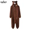 Women's Jumpsuits Rompers Animal Onesie Plus XXL Bear Kigurumis 150-190 Cm Adult Women Men Pajama Sleep Overall Polar Fleece Zipper Jumpsuit 230707