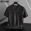 Herr-T-shirts DYXUE Brand Top Design Lyxig kortärmad T-shirt Trend Personlig Jacquardbroderi Europeisk Casual Dark stria 230706