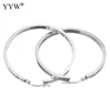 Серьги-кольца YYW из нержавеющей стали, серьги со стразами, хрустальные круги, серебряного цвета для женщин, простые, большие 50 мм