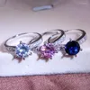 Cluster Rings Классический кольцо с шестисторонним кольцом Женщина Япония и Корея Простая бриллиантная циркония модная личность указатель