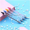 Dotting Tools Dual-Ended Nail Pen Crystal Beads Handle Rhinestone Studs Picker Wax Pencil Manicure Acrylic Nails Art D30 Drop Delive Dhofb