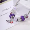 Perles de verre de Murano en argent sterling 925 Cloches violettes Feuilles tombées Cinq pétales Fleur Perles de charme européennes Papillon Dangle Convient aux bracelets à breloques Pandora Collier