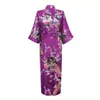 Lange Stil Lose Japanische Satin Pfau Frau Yukata Kleid Nachtwäsche Orientalischen Kimono Haori Chinesischen Qipao Nachthemd Robe322j