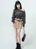 Sweats à capuche pour femmes 2023 Automne Femmes Sweat Harajuku Crop Tops Y2k Pull E-girl Hors Épaule Vêtements Streetwear Clubwear Mode