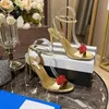 designer Aquazzura Aquazzura sandaler strass dekoration röd mun högklackat bröllopsskor sexig äkta lädersula sandal kristall damskor