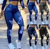 Kadınlar Kot Yaz Kadınları Yoga Pantolon Moda Baskılı Capris İmitasyon Denim Taytlar Sıradan Spor Sokak Giyim Kadınları Y2K Pantolon