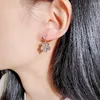 Pendientes de tuerca, bonitos pendientes de flores de cristal, exquisitos pendientes de circonita cúbica, joyería de moda coreana para mujeres y niñas, regalo colgante