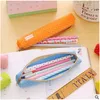 Korean Long Strip Wave Point Candy Colour Pencil Case Originality Student Canvas Girls Lovely School Supplies