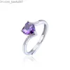 Anneaux De Mariage S925 En Argent Sterling Femmes Bague Punk Couple Redimensionnable Violet En Forme De Coeur Zircon Cadeau De Mariage De Luxe Original 925 Bijoux Z230711