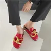 Sandals Women's Shoes منتجات جديدة في الصيف وخريف عام 2022 نفس النوع من JW Baotou Half Trailer Metal Chain Muller Shoes 210521