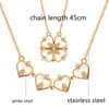 Collane con ciondolo LEEKER Fashion Rose Gold Silver Color 4 Shell Heart Flower Pendenti Collana in acciaio inossidabile per gioielli da donna 2023 823