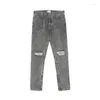 Jeans för män Märke High Street Frayed Hole Sashes Byxor Retro Rak Distressed Ripped Casual Oversized Baggy jeansbyxor
