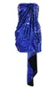 Robes Sexy Urbaines Zoctuo Anniversaire Sequin Mini Robes Femmes Soirée Élégante Sexy Bleu Une Épaule Y2K Ruban Glitter Cocktail Wrap Dress 230706