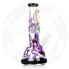 10 cali szklane rury Dab rig dym fajka wodna szisza 3D ręcznie malowane bong świecące przedmioty podstawa zlewki fajne bonga platformy wiertnicze recykler bong 14.4mm miska