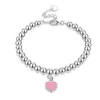 Bracelet en argent sterling plaqué S925 de qualité compteur femme émail rouge amour tiffay perles de bouddha coeur avec logo 5HTI