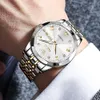 Wristwatches OLEVS 9931 Stainless Steel Strap Waterproof Men Wristwatch Business Dual Calendar Luxury Diamond Dial Quartz Watch for Men 230707