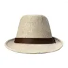 Kapelusze z szerokim rondem Męski kapelusz Panama Słomki Fedora Słomkowy Jazz Kapelusze przeciwsłoneczne Na lato SUN PROTECT Blokowanie UV Eleganckie akcesoria plażowe Unisex