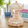 Novelty Items Romantic Craft Birthday Valentine's Day Swivel Wedding Resin Luxury Carousel Music Box LED Light Toys Home Clockwork Mechanism 230707