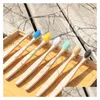 Porte-brosse à dents Brosses à dents de voyage Brosses à dents en bois Manche en bambou en nylon doux Rainbow 5000 Drop Delivery Home Garden Bath Bathroo Dhrpi