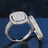 Cluster Rings Elegant 2Pcs Set Engagement For Women 925 Sterling Silver Dazzling Zircon Accessories Female Graceful Jewelry