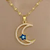 Collane con ciondolo Collana con stella smaltata femminile di lusso con strass color oro per matrimonio da donna con luna gialla blu bianca