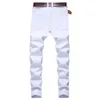 Męskie dżinsy przyjazd bawełniane poszarpane dziury dorywczo szczupła obcisłe białe męskie spodnie moda Stretch hip-hopowe spodnie dżinsowe męskie 230706